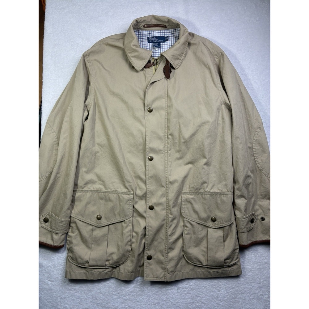 Vtg 90s Polo Ralph Lauren Trench Over Coat Walking Jacket M Sport Sailing Khaki